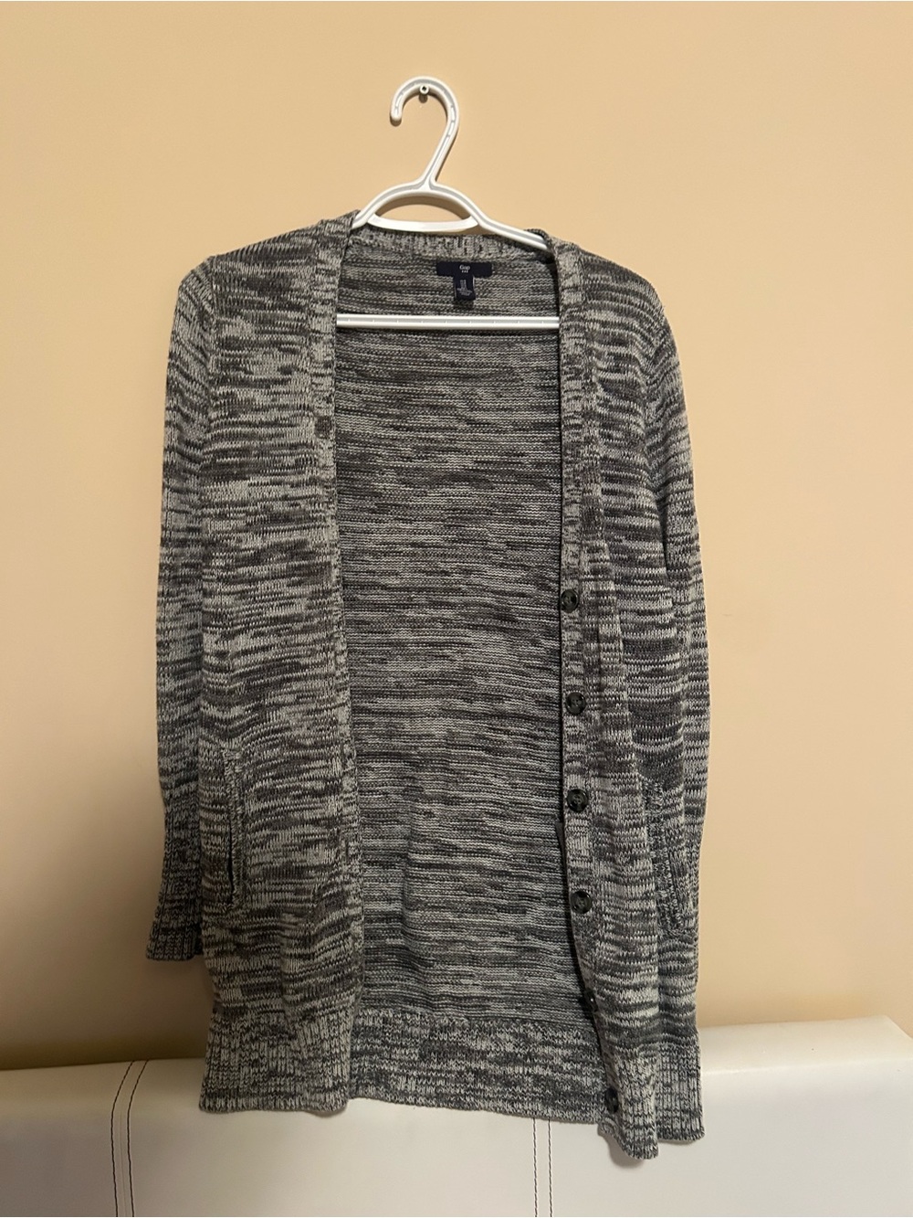 GAP Black and Gray Marled Knit Cardigan